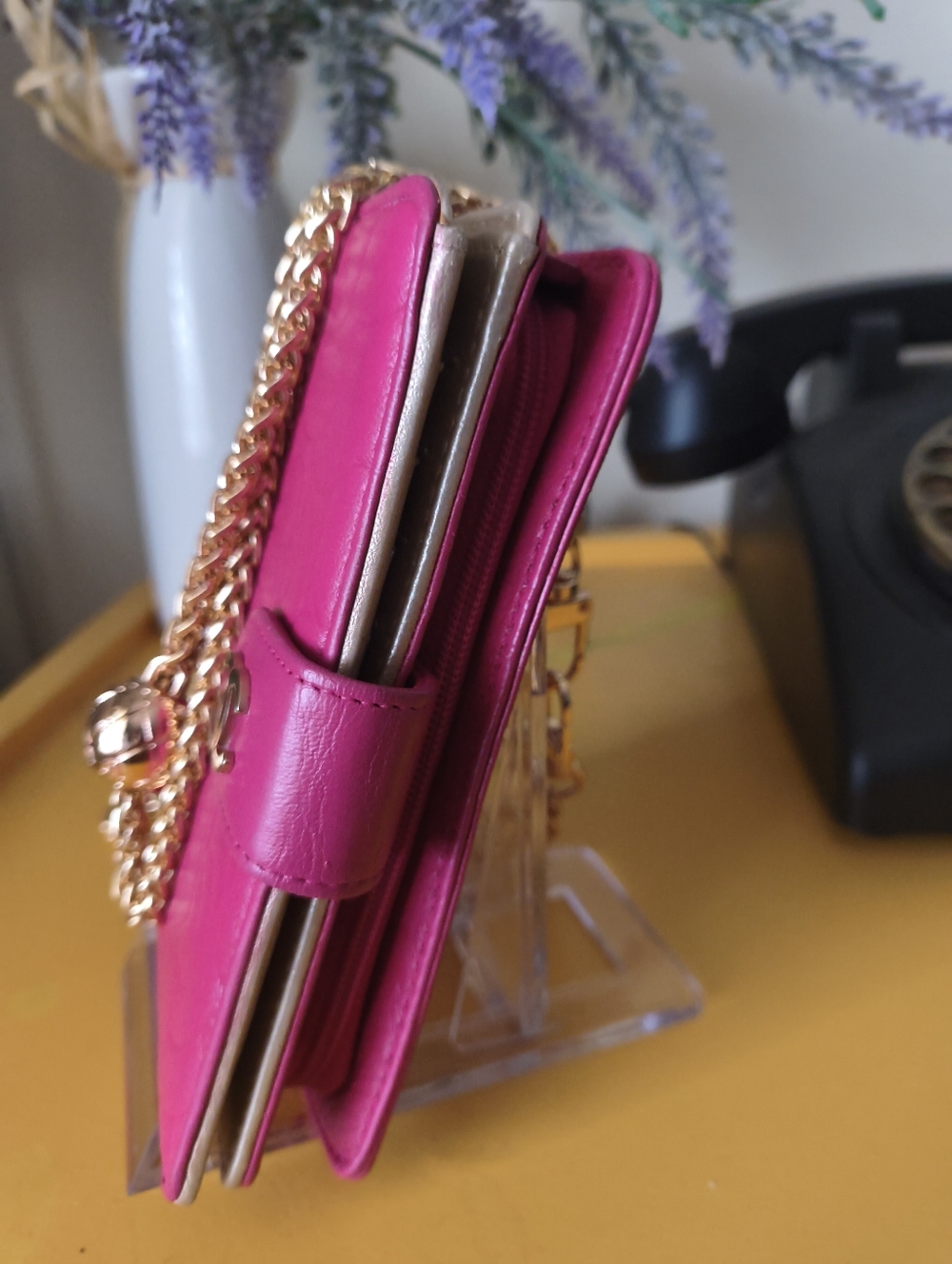 CHANEL Pink Camellia Embossed Compact Wallet W Chain 2010 - Picture 2 of 9
